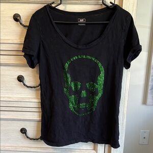 3 for $25 - Black T-Shirt with Green Skull Design